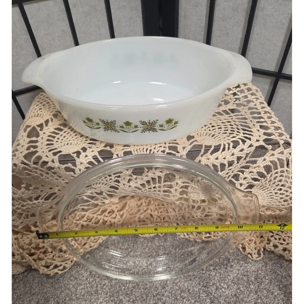 Vintage Fire-King Meadow Green 1.5 QT Oval Casserole Dish Anchor Hocking Lid